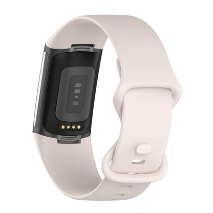 For Fitbit Charge 5 Silicone Watch Band, Size:L(Moon White) - Watch Bands by buy2fix | Online Shopping UK | buy2fix