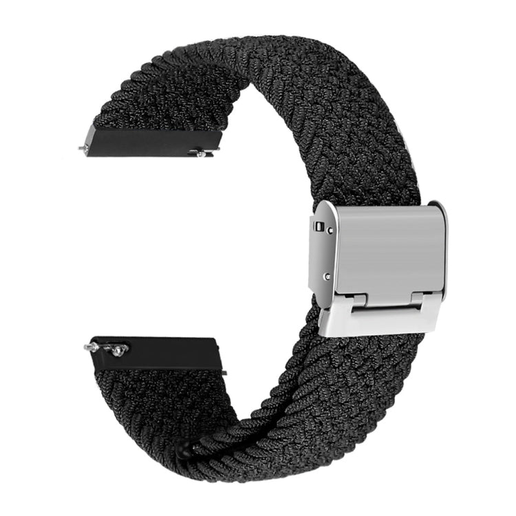 22mm Universal Metal Buckle Nylon Braided Watch Band(Black) - 22mm Bands by buy2fix | Online Shopping UK | buy2fix
