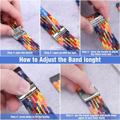 22mm Universal Metal Buckle Nylon Braided Watch Band(Z Black Gray) - 22mm Bands by buy2fix | Online Shopping UK | buy2fix