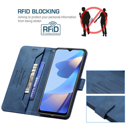 For OPPO A16/ A16s/ A54s/ A55 5G/ A53s 5G Magnetic Clasp RFID Blocking Anti-Theft Leather Case with Holder & Card Slots & Wallet(Blue) - OPPO Cases by buy2fix | Online Shopping UK | buy2fix