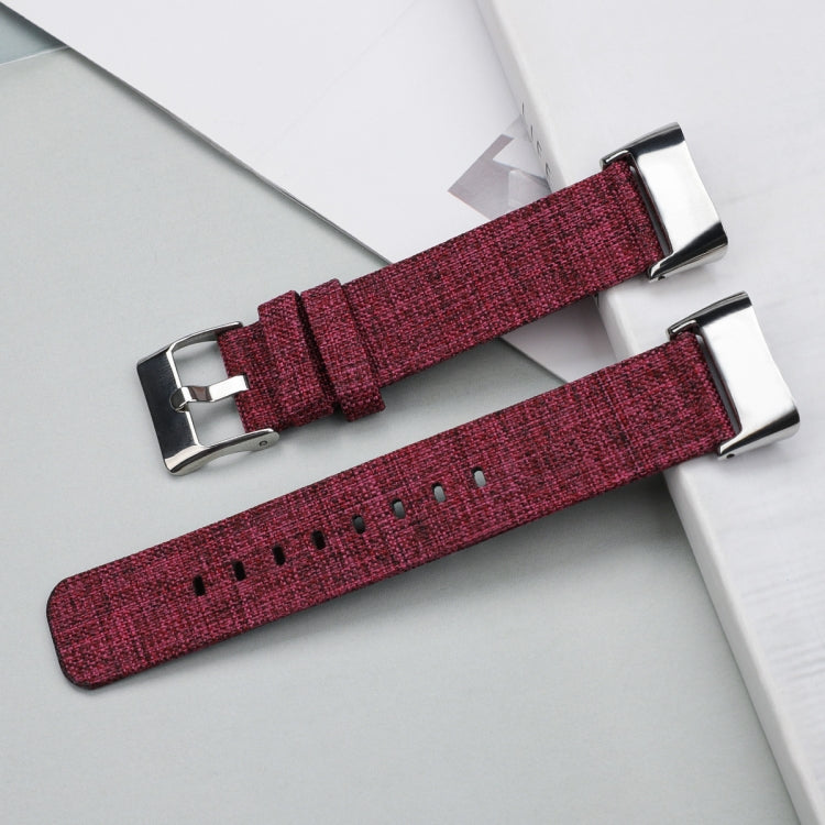 For Fitbit Charge 5 Nylon Canvas Watch Band(Purple Red) - Watch Bands by buy2fix | Online Shopping UK | buy2fix