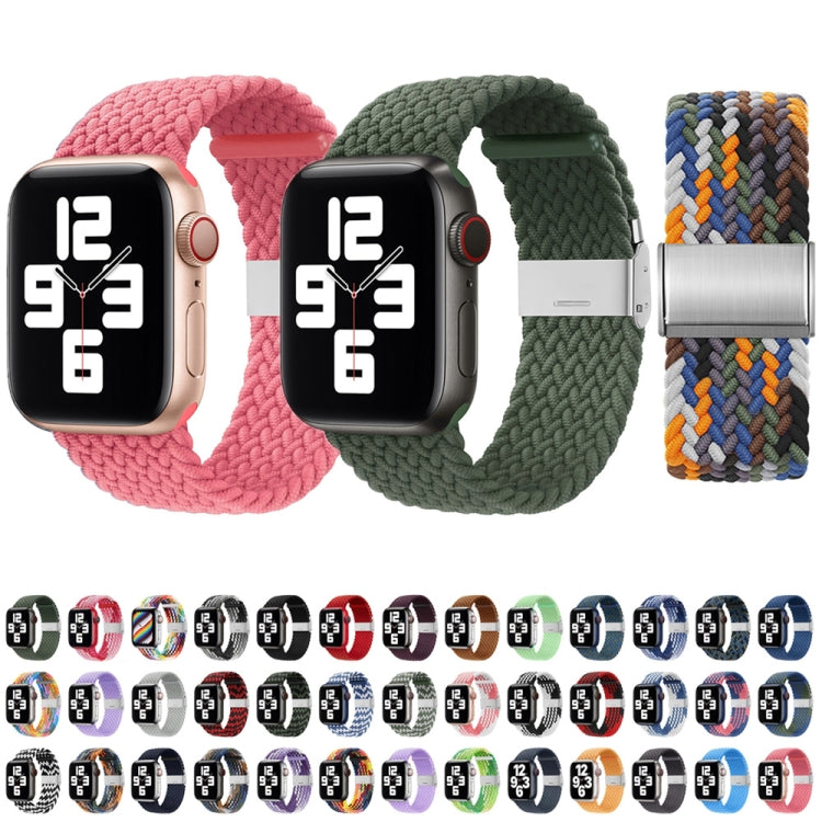 Nylon Braid One Buckle Watch Band For Apple Watch Series 9&8&7 41mm / SE 3&SE 2&6&SE&5&4 40mm / 3&2&1 38mm(Heart Violet) - Watch Bands by buy2fix | Online Shopping UK | buy2fix