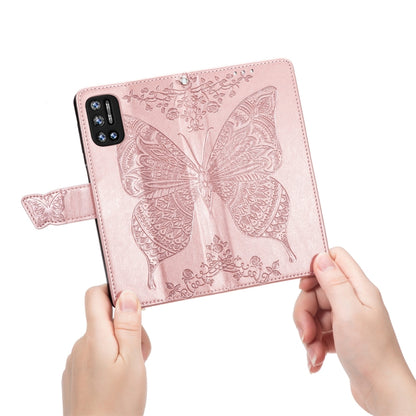 For DOOGEE N40 Pro Butterfly Love Flowers Embossed Horizontal Flip Leather Case with Holder & Card Slots & Wallet & Lanyard(Rose Gold) - More Brand by buy2fix | Online Shopping UK | buy2fix