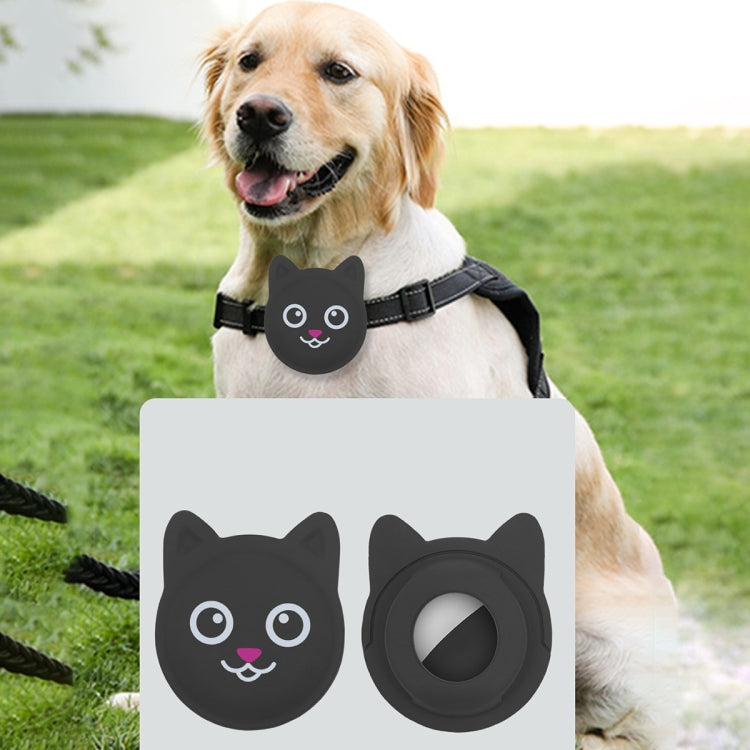 Naughty Smiley Cute Cartoon Pet Collar Anti-lost Tracker Silicone Case For AirTag(Black) - Pet Series by Mutural | Online Shopping UK | buy2fix