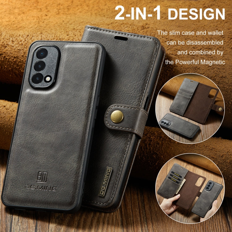 For OnePlus Nord 2 5G DG.MING Crazy Horse Texture Flip Detachable Magnetic Leather Case with Holder & Card Slots & Wallet(Grey) - OnePlus Cases by DG.MING | Online Shopping UK | buy2fix