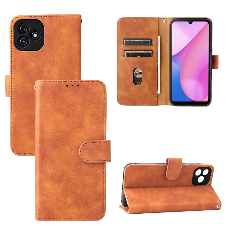 For Blackview Oscal C20 Solid Color Skin Feel Magnetic Buckle Horizontal Flip PU Phone Case(Brown) - More Brand by buy2fix | Online Shopping UK | buy2fix