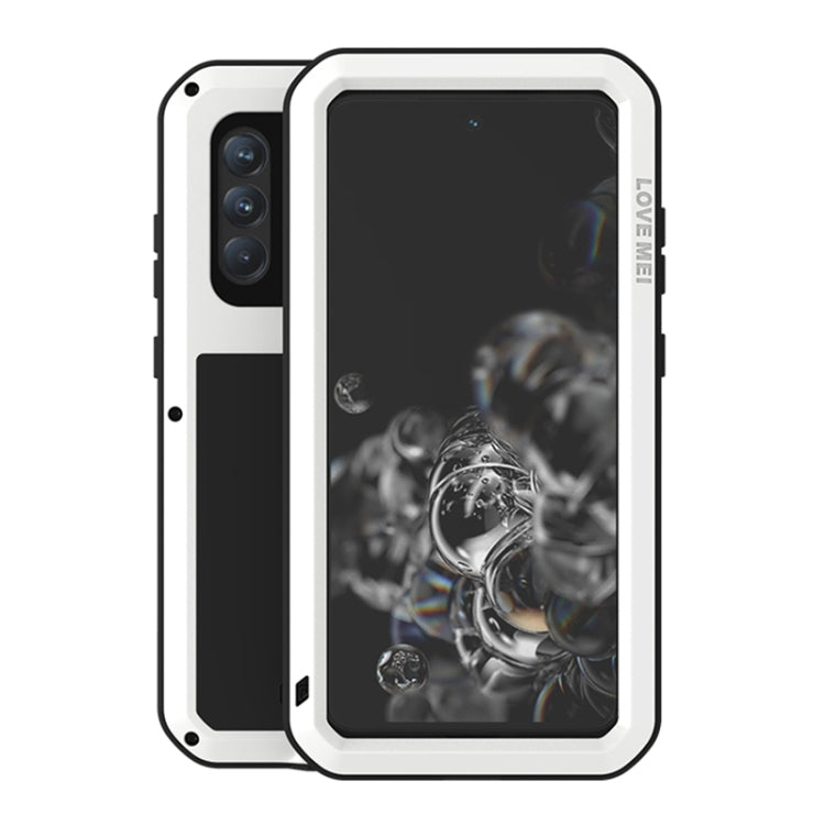 For Samsung Galaxy S21 FE LOVE MEI Metal Shockproof Waterproof Dustproof Protective Phone Case with Glass(White) - Galaxy Phone Cases by LOVE MEI | Online Shopping UK | buy2fix