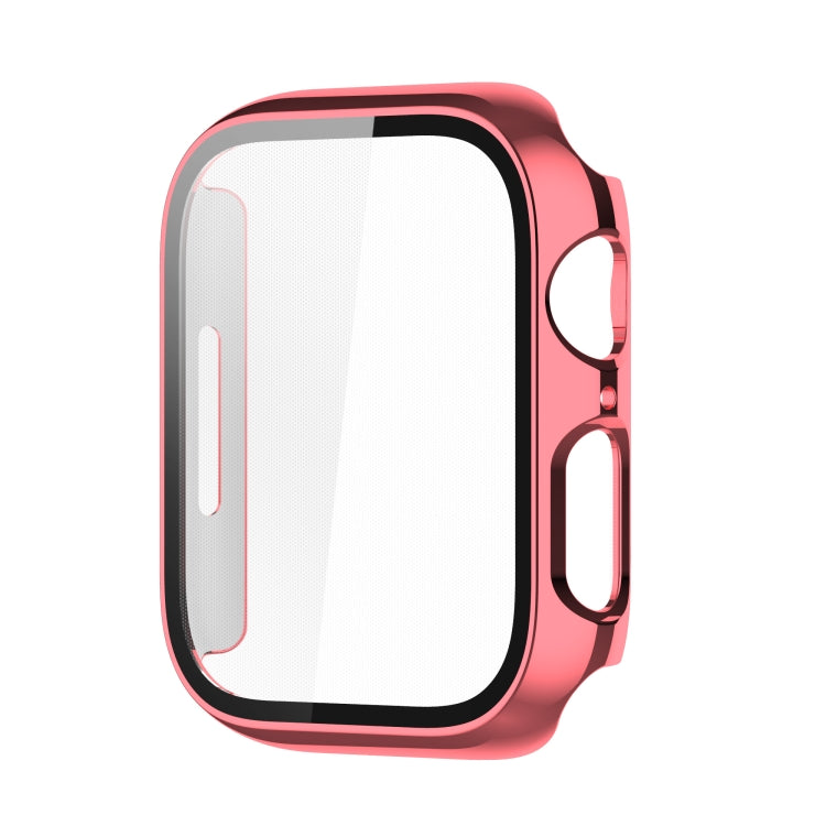 Electroplating Shockproof PC Protective Case with Tempered Glass Film For Apple Watch Series 9 / 8 / 7 41mm(Rose Gold) - Watch Cases by buy2fix | Online Shopping UK | buy2fix