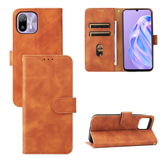 For Ulefone Note 6 Skin Feel Magnetic Flip Leather Phone Case(Brown) - Ulefone Cases by buy2fix | Online Shopping UK | buy2fix