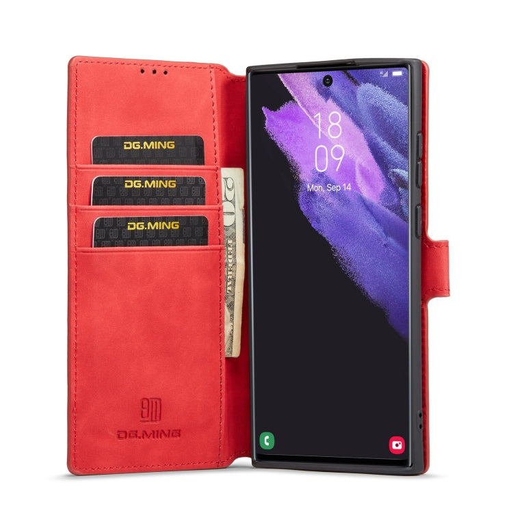 For Samsung Galaxy S22 Ultra DG.MING Retro Oil Side Horizontal Flip Leather Case with Holder & Card Slots & Wallet(Red) - Galaxy S22 Ultra 5G Cases by DG.MING | Online Shopping UK | buy2fix