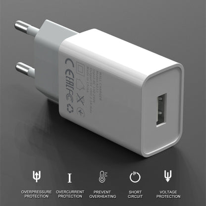 IVON AD-33 2 in 1 2.1A Single USB Port Travel Charger + 1m USB to USB-C / Type-C Data Cable Set, US Plug(White) - USB Charger by IVON | Online Shopping UK | buy2fix