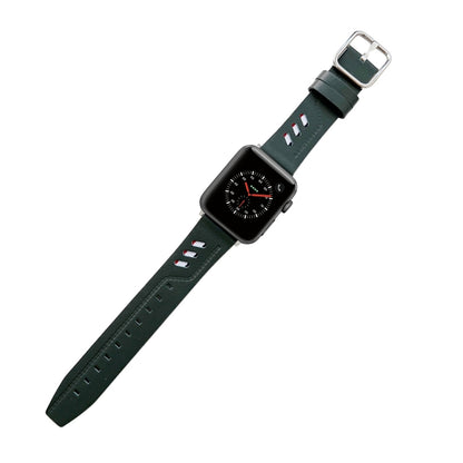 Genuine Leather Nylon Watch Band For Apple Watch Ultra 49mm&Watch Ultra 2 49mm / Series 9&8&7 45mm / SE 3&SE 2&6&SE&5&4 44mm / 3&2&1 42mm(Green) - Watch Bands by buy2fix | Online Shopping UK | buy2fix