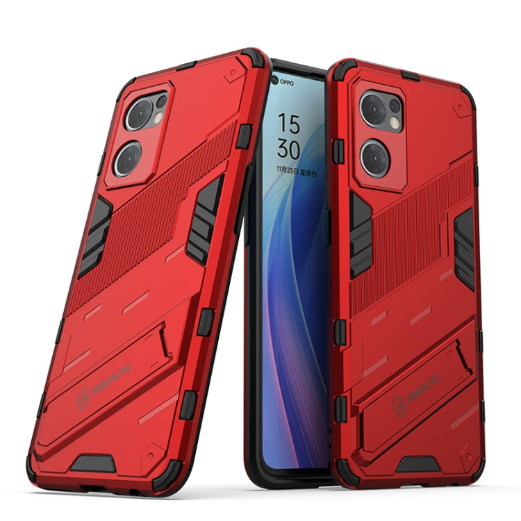 For OPPO Reno7 5G Global / Find X5 Lite Punk Armor 2 in 1 PC + TPU Shockproof Phone Case with Invisible Holder(Red) - OPPO Cases by buy2fix | Online Shopping UK | buy2fix