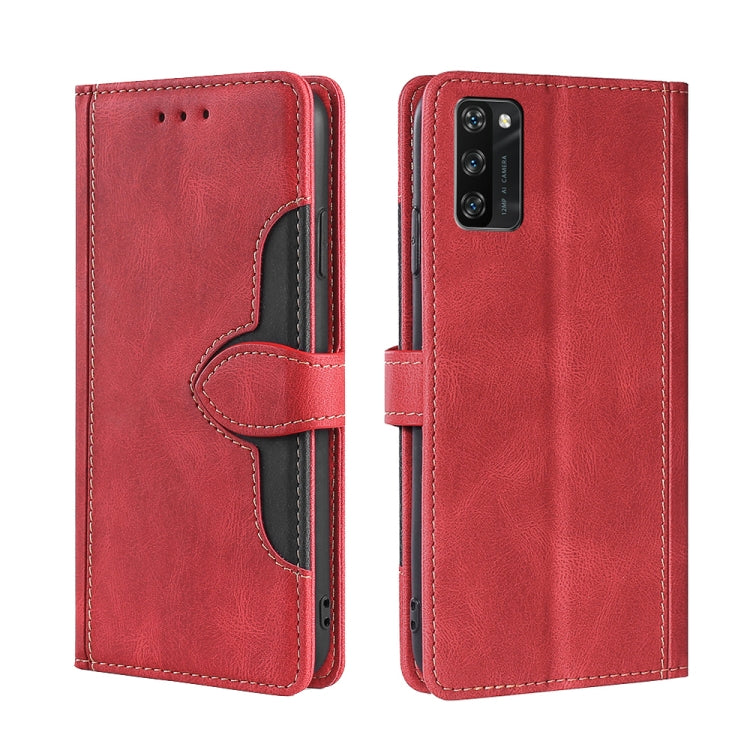 For Blackview A100 Skin Feel Straw Hat Magnetic Buckle Leather Phone Case(Red) - More Brand by buy2fix | Online Shopping UK | buy2fix