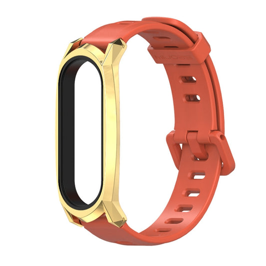 For Xiaomi Mi Band 6 / 5 / 4 / 3 Mijobs Flat Hole Silicone Watch Band, Style:GT Case(Orange+Gold) - Watch Bands by MIJOBS | Online Shopping UK | buy2fix