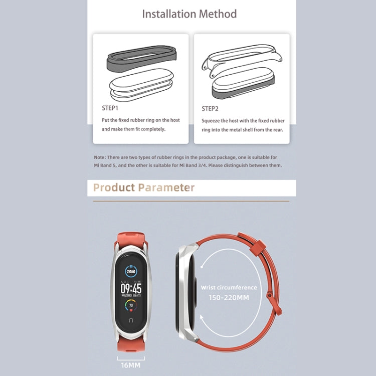 For Xiaomi Mi Band 6 / 5 / 4 / 3 Mijobs Flat Hole Silicone Watch Band, Style:GT Case(Wine Red+Rose Gold) - Watch Bands by MIJOBS | Online Shopping UK | buy2fix