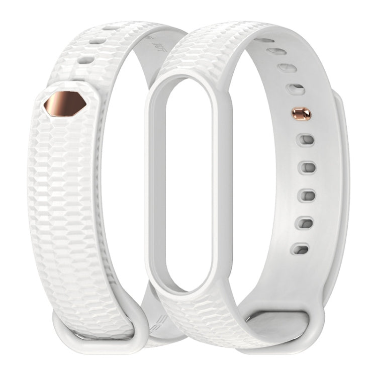 For Xiaomi Mi Band 5/6/7 Mijobs Solid Color Honeycomb Silicone Watch Band(White) - Watch Bands by MIJOBS | Online Shopping UK | buy2fix