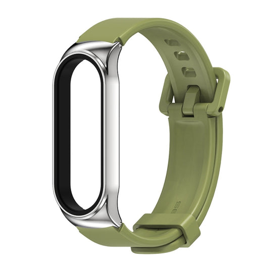 For Xiaomi Mi Band 3/4/5/6 Mijobs CS Silicone Waterproof Watch Band(Army Green+Silver) - Watch Bands by MIJOBS | Online Shopping UK | buy2fix