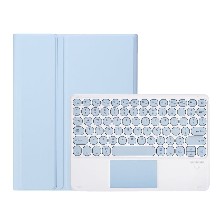 YA08B-A Candy Color Skin Feel Texture Round Keycap Bluetooth Keyboard Leather Case with Touchpad For Samsung Galaxy Tab A8 10.5 2021 SM-X200 / SM-X205(White Ice) - Samsung Keyboard by buy2fix | Online Shopping UK | buy2fix