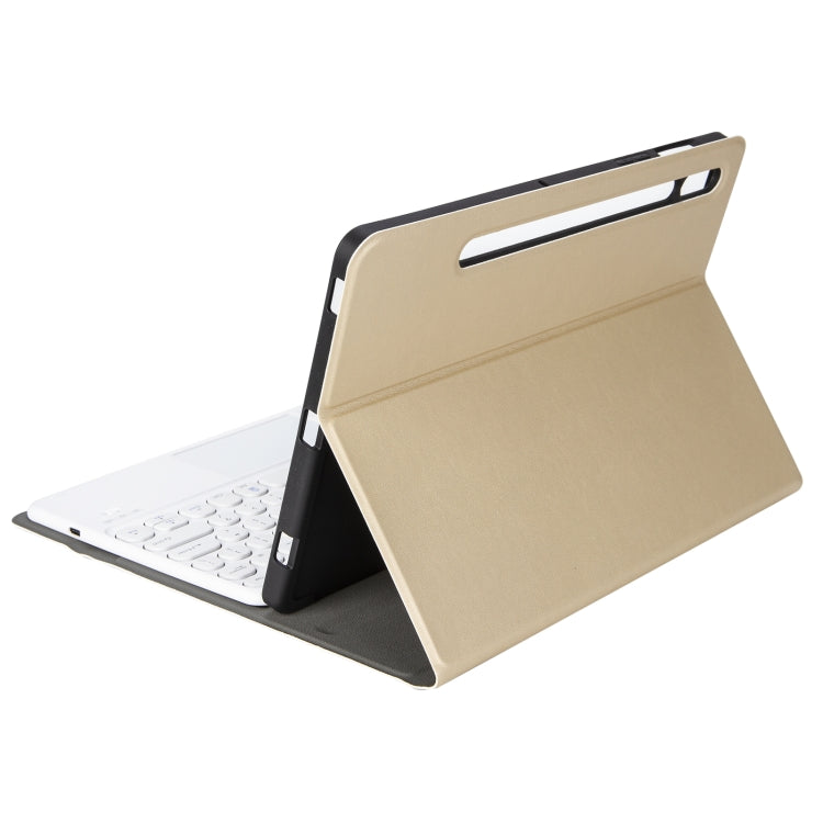 YA700B-A  Lambskin Texture Voltage Round Keycap Bluetooth Keyboard Leather Case with Touchpad For Samsung Galaxy Tab S8 11 inch SM-X700 / SM-X706 & S7 11 inch SM-X700 / SM-T875(Gold) - Samsung Keyboard by buy2fix | Online Shopping UK | buy2fix