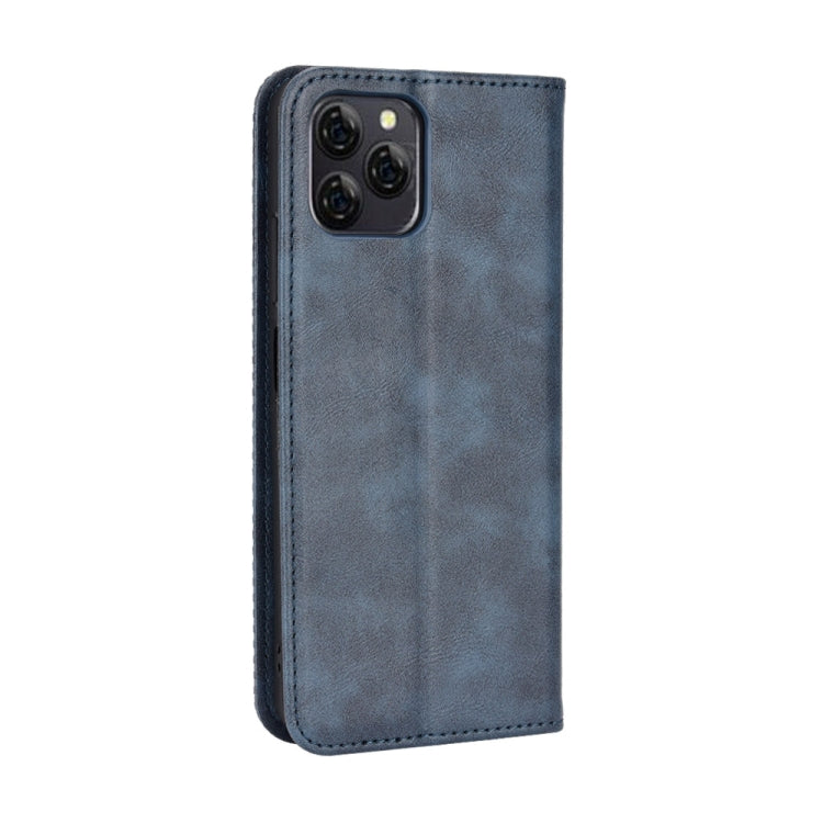 For Blackview A95 Magnetic Buckle Retro Texture Leather Phone Case(Blue) - More Brand by buy2fix | Online Shopping UK | buy2fix