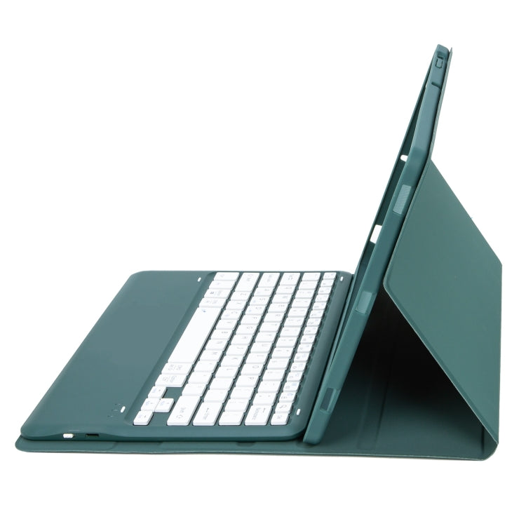 T800B Pen Slot Detachable Bluetooth Keyboard Leather Tablet Case For Samsung Galaxy Tab S8+/S7+/S7 FE(Dark Green) - Samsung Keyboard by buy2fix | Online Shopping UK | buy2fix