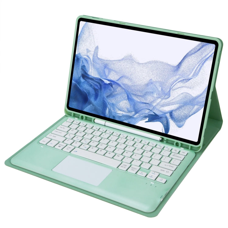 T800B-A Touch Pad Detachable Bluetooth Keyboard Leather Tablet Case For Samsung Galaxy Tab S8+/S7+/S7 FE(Mint Green) - Samsung Keyboard by buy2fix | Online Shopping UK | buy2fix