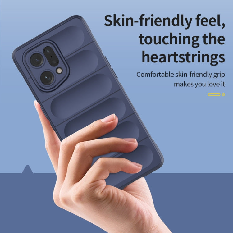 For OPPO Find X5 Magic Shield TPU + Flannel Phone Case(Grey) - OPPO Cases by buy2fix | Online Shopping UK | buy2fix