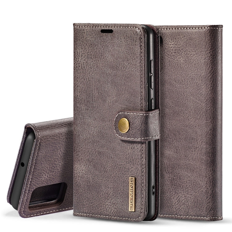 For Galaxy A71 DG.MING Crazy Horse Texture Flip Detachable Magnetic Leather Case with Holder & Card Slots & Wallet(Grey) - Galaxy Phone Cases by DG.MING | Online Shopping UK | buy2fix