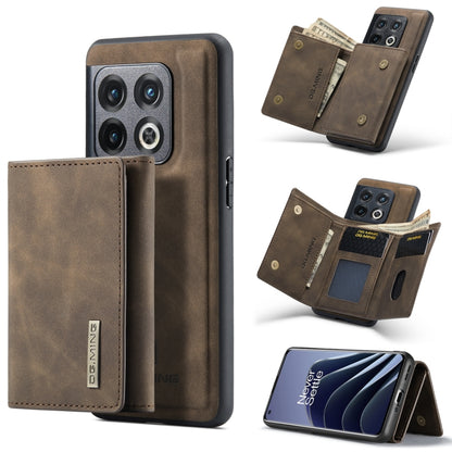 For OnePlus 10 Pro DG.MING M1 Series 3-Fold Multi Card Wallet + Magnetic Phone Case(Coffee) - OnePlus Cases by DG.MING | Online Shopping UK | buy2fix