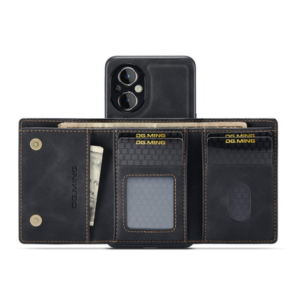 For OnePlus Nord N20 5G DG.MING M1 Series 3-Fold Multi Card Wallet + Magnetic Phone Case(Black) - OnePlus Cases by DG.MING | Online Shopping UK | buy2fix