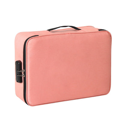 Large Capacity Multi-layers Foldable Fabric Document Storage Bag, Specification:Two Layers-Unlocked(Pink) - Digital Storage Bag by buy2fix | Online Shopping UK | buy2fix