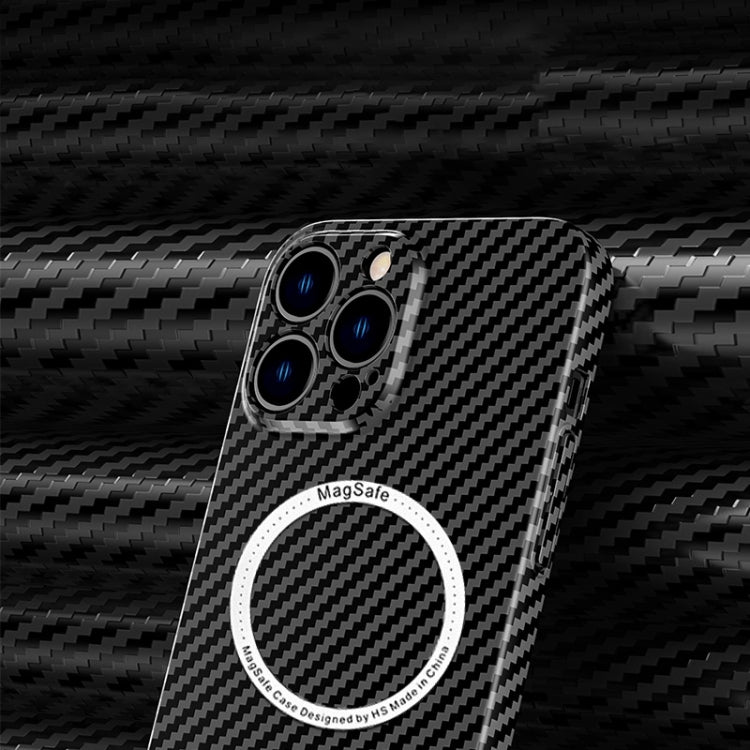 For iPhone 14 Plus Carbon Fiber Texture MagSafe Magnetic Phone Case (Black) - iPhone 14 Plus Cases by buy2fix | Online Shopping UK | buy2fix