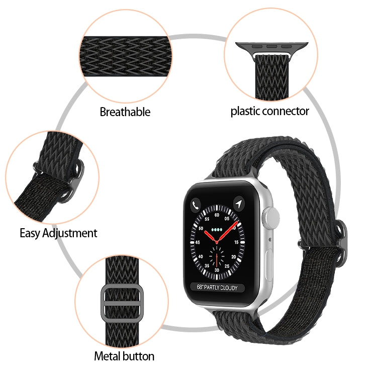 Wave Small Waist Nylon Watch Band For Apple Watch Ultra 49mm&Watch Ultra 2 49mm / Series 9&8&7 45mm / SE 3&SE 2&6&SE&5&4 44mm / 3&2&1 42mm(Army Green) - Watch Bands by buy2fix | Online Shopping UK | buy2fix