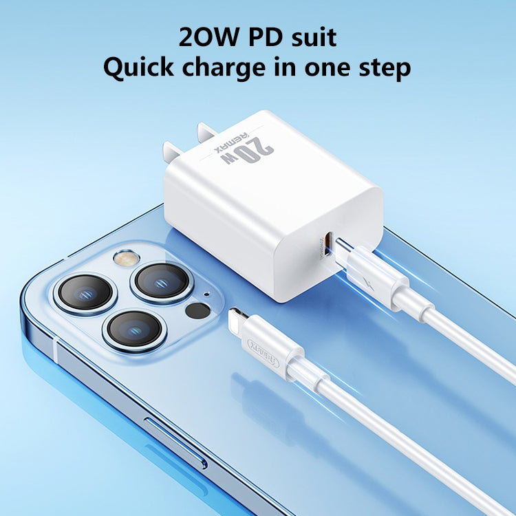 REMAX RP-U5 Extreme 2 Series 20W PD Charger + 1m USB-C / Type-C to 8 Pin Fast Charge Data Cable Set, Specification:US Plug(White) - USB Charger by REMAX | Online Shopping UK | buy2fix