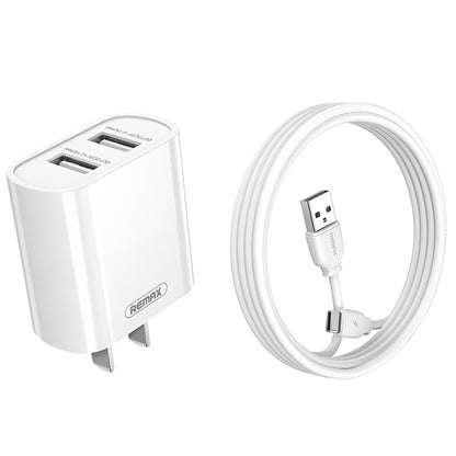 REMAX RP-U35 Jane Series 2.1A Dual USB Port Fast Charger Set, Cable:USB-C/Type-C(CN Plug) - USB Charger by REMAX | Online Shopping UK | buy2fix