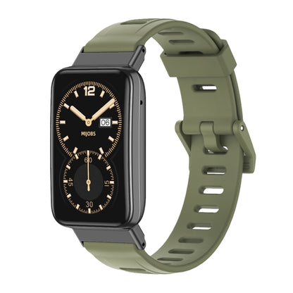 For Xiaomi Mi Band 7 Pro Mijobs Flat Hole TPU Watch Band(Army Green Black) - Watch Bands by MIJOBS | Online Shopping UK | buy2fix