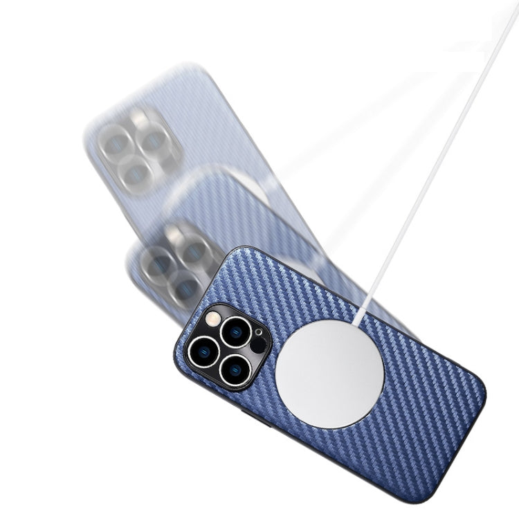 For iPhone 14 Pro Carbon Fiber Texture MagSafe Magnetic Phone Case(Silver Grey) - iPhone 14 Pro Cases by buy2fix | Online Shopping UK | buy2fix