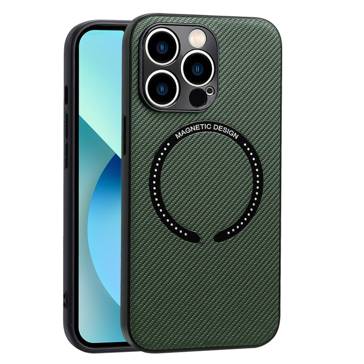 For iPhone 12 Pro Max Carbon Fiber Texture MagSafe Magnetic Phone Case(Dark Green) - iPhone 12 Pro Max Cases by buy2fix | Online Shopping UK | buy2fix