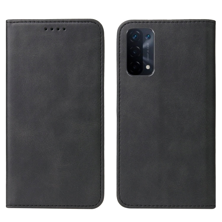 For OPPO A74 5G Magnetic Closure Leather Phone Case(Black) - OPPO Cases by buy2fix | Online Shopping UK | buy2fix