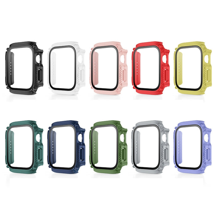 Screen Tempered Glass Film Armor Waterproof Watch Case For Apple Watch Series 8&7 45mm(Purple) - Watch Cases by buy2fix | Online Shopping UK | buy2fix