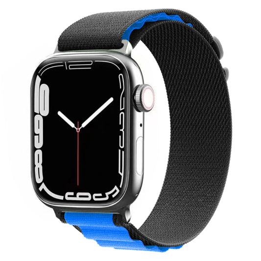 Nylon Watch Band for Apple Watch Series 9&8&7 41mm / SE 3&SE 2&6&SE&5&4 40mm / 3&2&1 38mm (Black Blue) - Watch Bands by buy2fix | Online Shopping UK | buy2fix