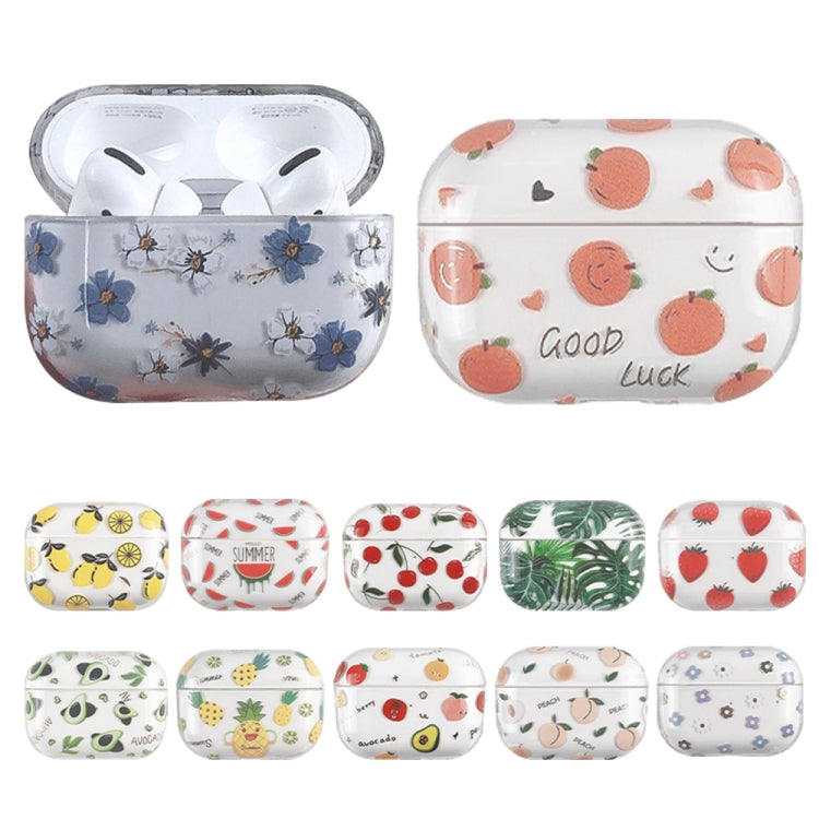 For AirPods Pro 2 Bronzing Fruit Pattern PC Earphone Hard Protective Case(Orange) - For AirPods Pro 2 by buy2fix | Online Shopping UK | buy2fix