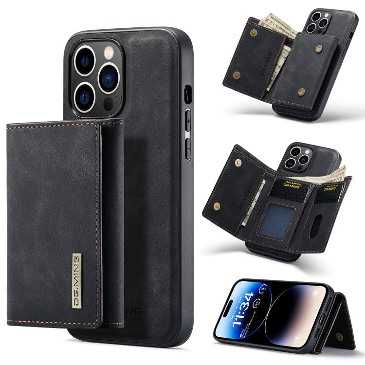 For iPhone 14 Pro DG.MING M1 Series 3-Fold Multi Card Wallet Leather Case(Black) - iPhone 14 Pro Cases by DG.MING | Online Shopping UK | buy2fix