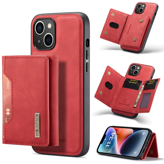 For iPhone 14 Plus DG.MING M2 Series 3-Fold Card Bag Leather Case(Red) - iPhone 14 Plus Cases by DG.MING | Online Shopping UK | buy2fix