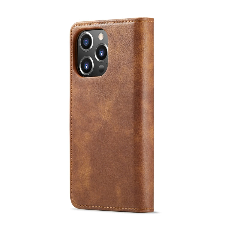 For iPhone 14 Pro DG.MING Crazy Horse Texture Detachable Magnetic Leather Case(Brown) - iPhone 14 Pro Cases by DG.MING | Online Shopping UK | buy2fix