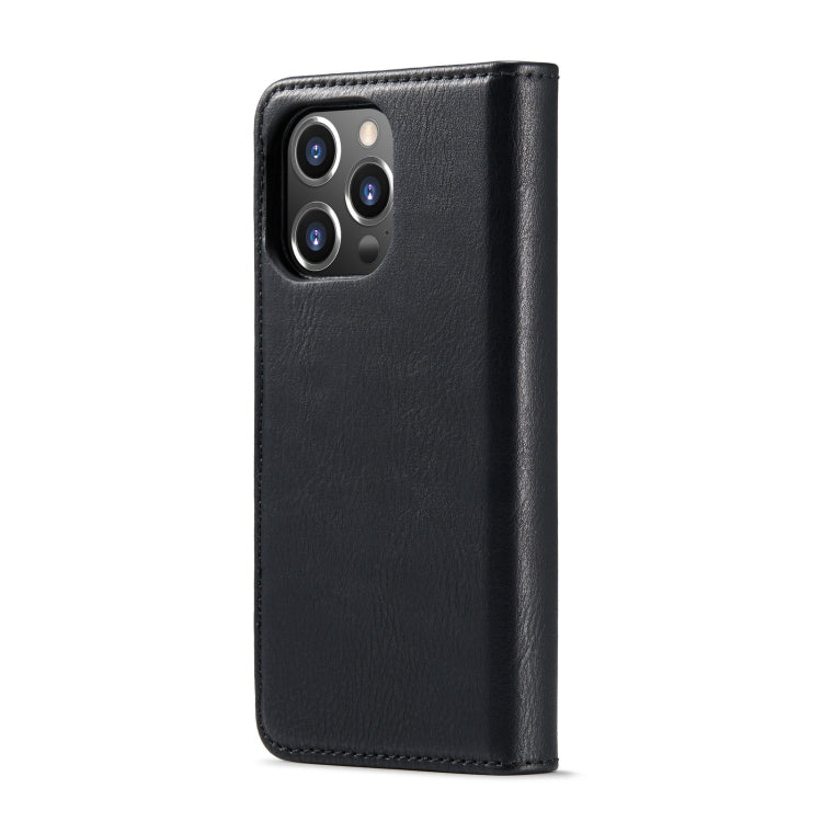 For iPhone 14 Pro DG.MING Crazy Horse Texture Detachable Magnetic Leather Case(Black) - iPhone 14 Pro Cases by DG.MING | Online Shopping UK | buy2fix