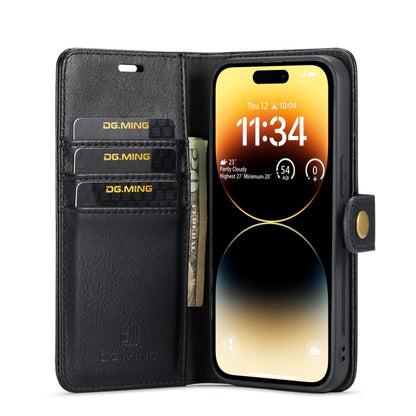 For iPhone 14 Pro Max DG.MING Crazy Horse Texture Detachable Magnetic Leather Case(Black) - iPhone 14 Pro Max Cases by DG.MING | Online Shopping UK | buy2fix