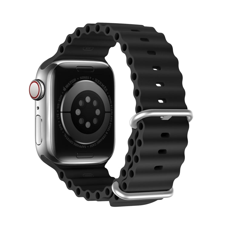 DUX DUCIS Sea Wave Silicone Watch Band For Apple Watch Series 8&7 41mm / SE 2&6&SE&5&4 40mm / 3&2&1 38mm(Black) - Watch Bands by DUX DUCIS | Online Shopping UK | buy2fix