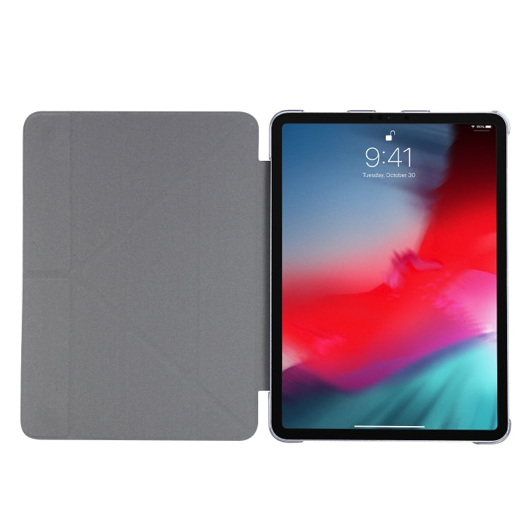 For iPad Air 13 2024 / Pro 12.9 2020 Silk Texture Horizontal Deformation Flip Leather Tablet Case with Three-folding Holder(Light Blue) - iPad Pro 12.9 (2020) Cases by buy2fix | Online Shopping UK | buy2fix